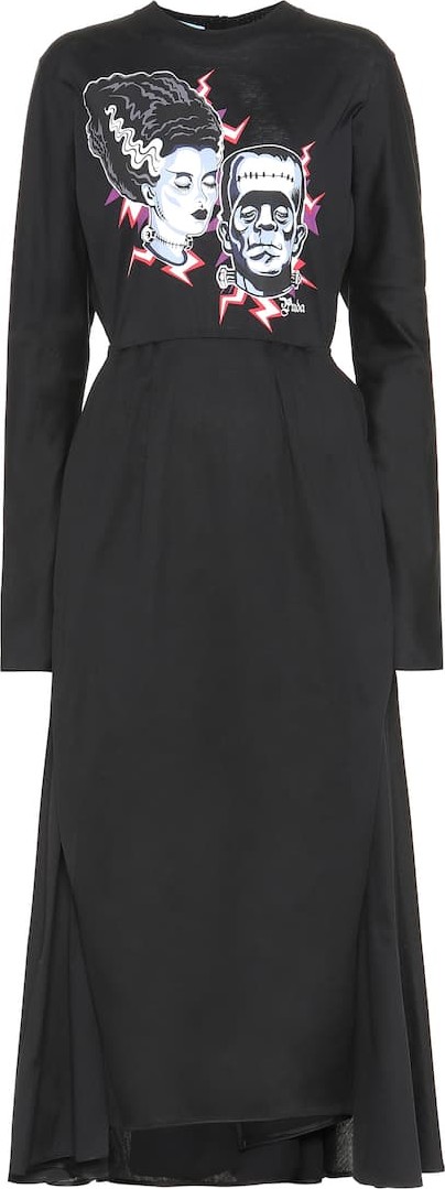Prada Printed cotton-jersey midi dress