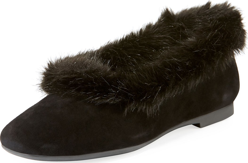 Taryn Rose Ryanne Faux-Fur Ballet Flats