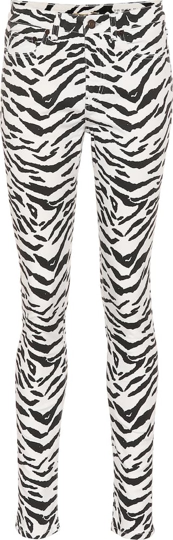 Saint Laurent Zebra-print mid-rise skinny jeans