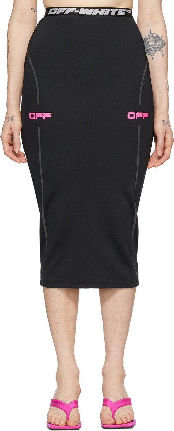Off White Black & Pink 'Off' Active Pencil Skirt