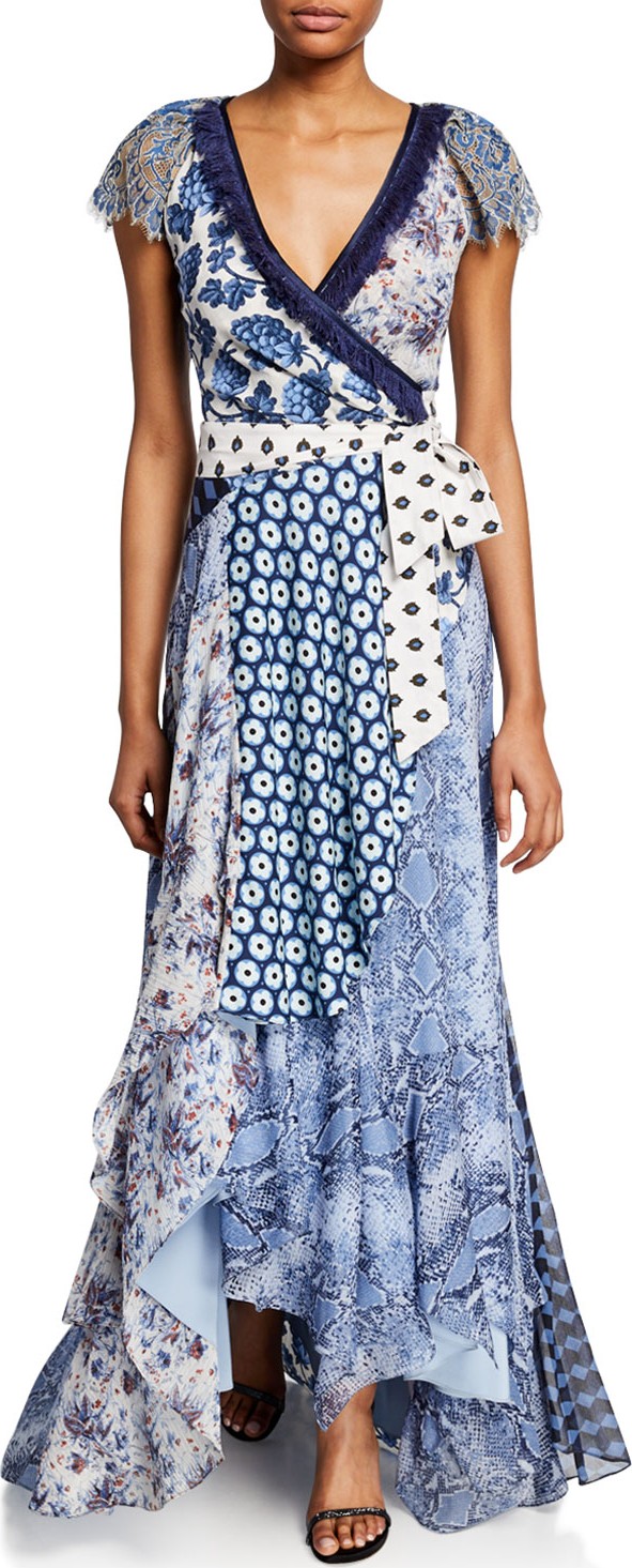 DIANE von FURSTENBERG Ava Mixed-Print Short-Sleeve Wrap Dress