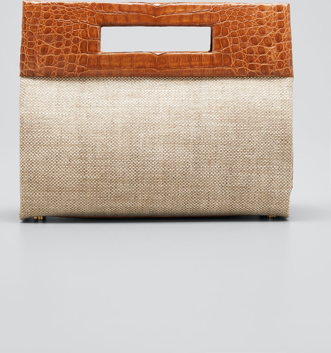 Nancy Gonzalez Linen/Crocodile Keyhole-Handle Bag