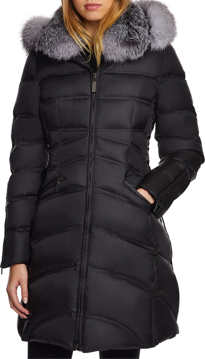 Dawn Levy Chloe Fox-Fur Trim Corset Puffer Jacket