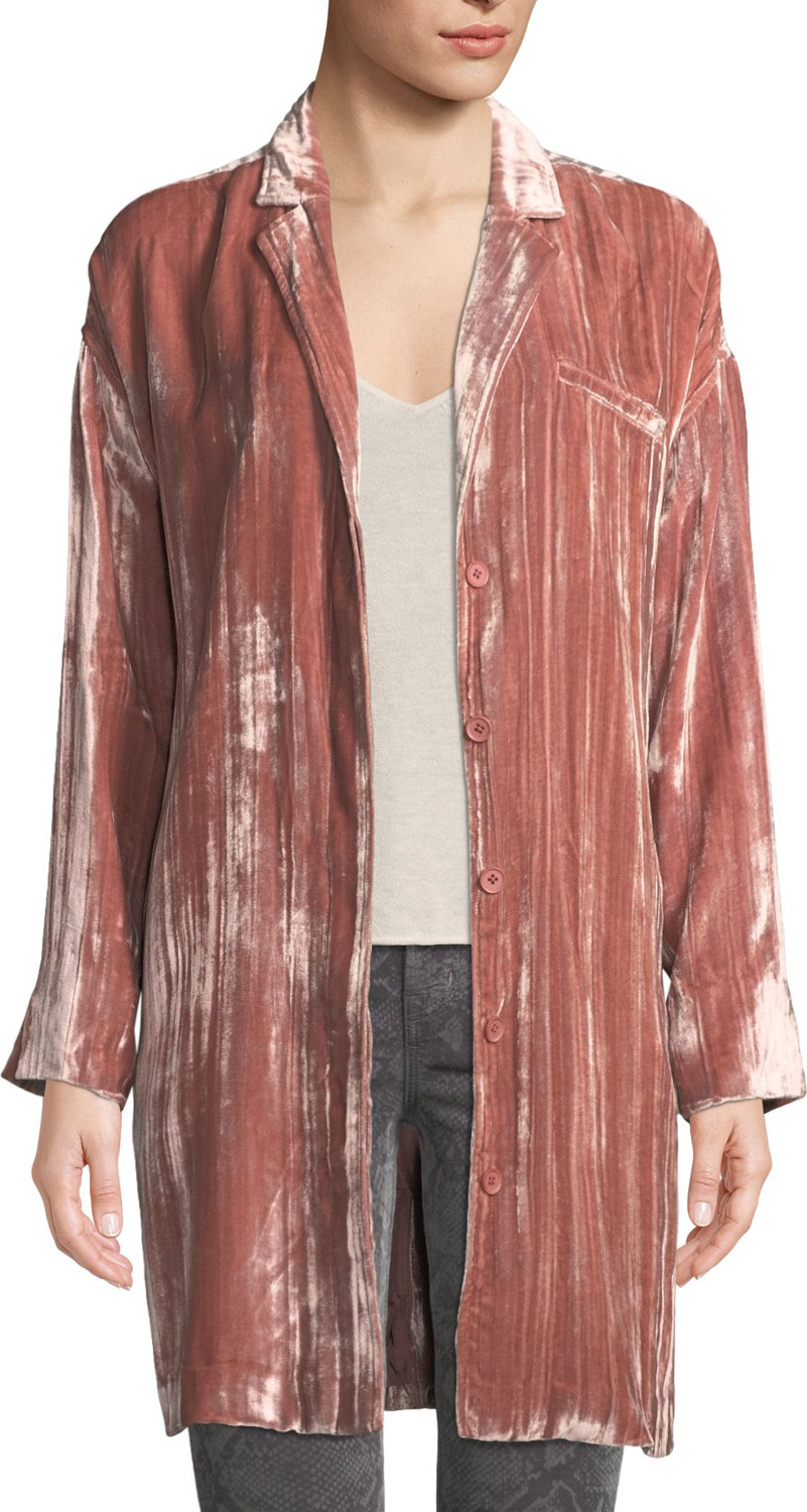 J BRAND Regan Velvet Long-Sleeve Duster Jacket
