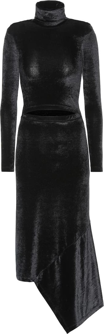 Vetements Asymmetric velvet midi dress