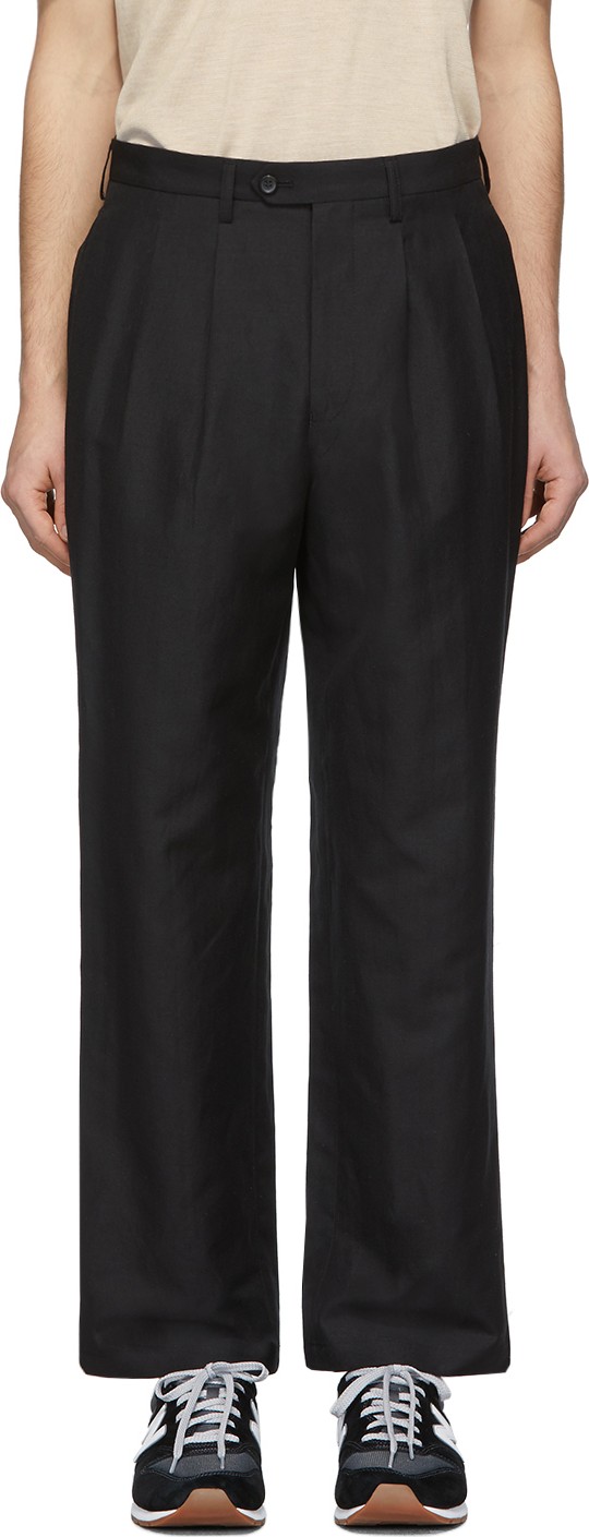 Junya Watanabe Black Wool Pleated Trousers