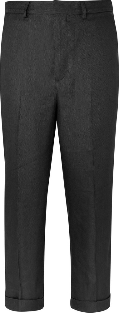 Jacquemus Black Cropped Linen-Blend Trousers
