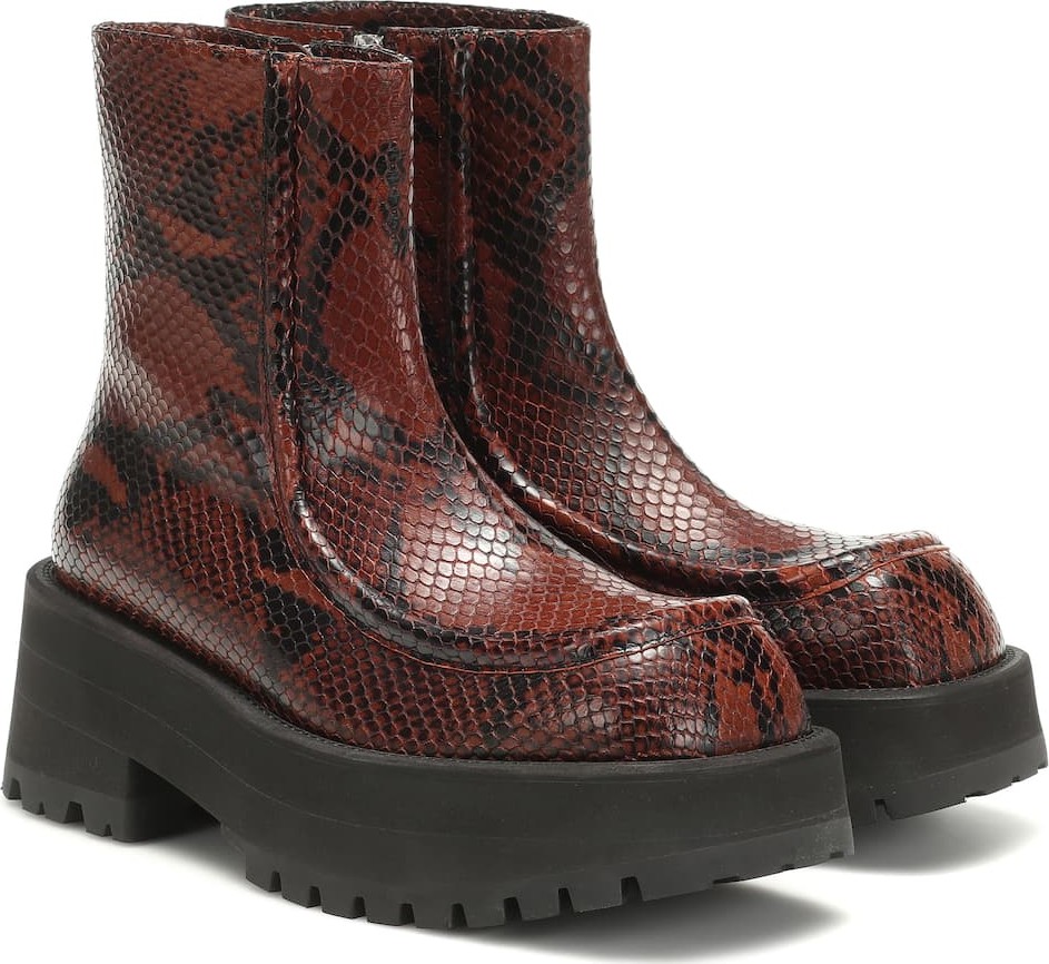 Marni Snake-effect leather ankle boots