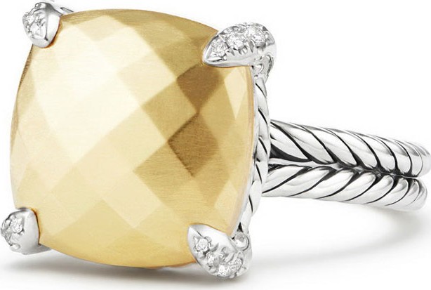 David Yurman 14mm Châtelaine 18K Gold Dome Ring with Diamonds