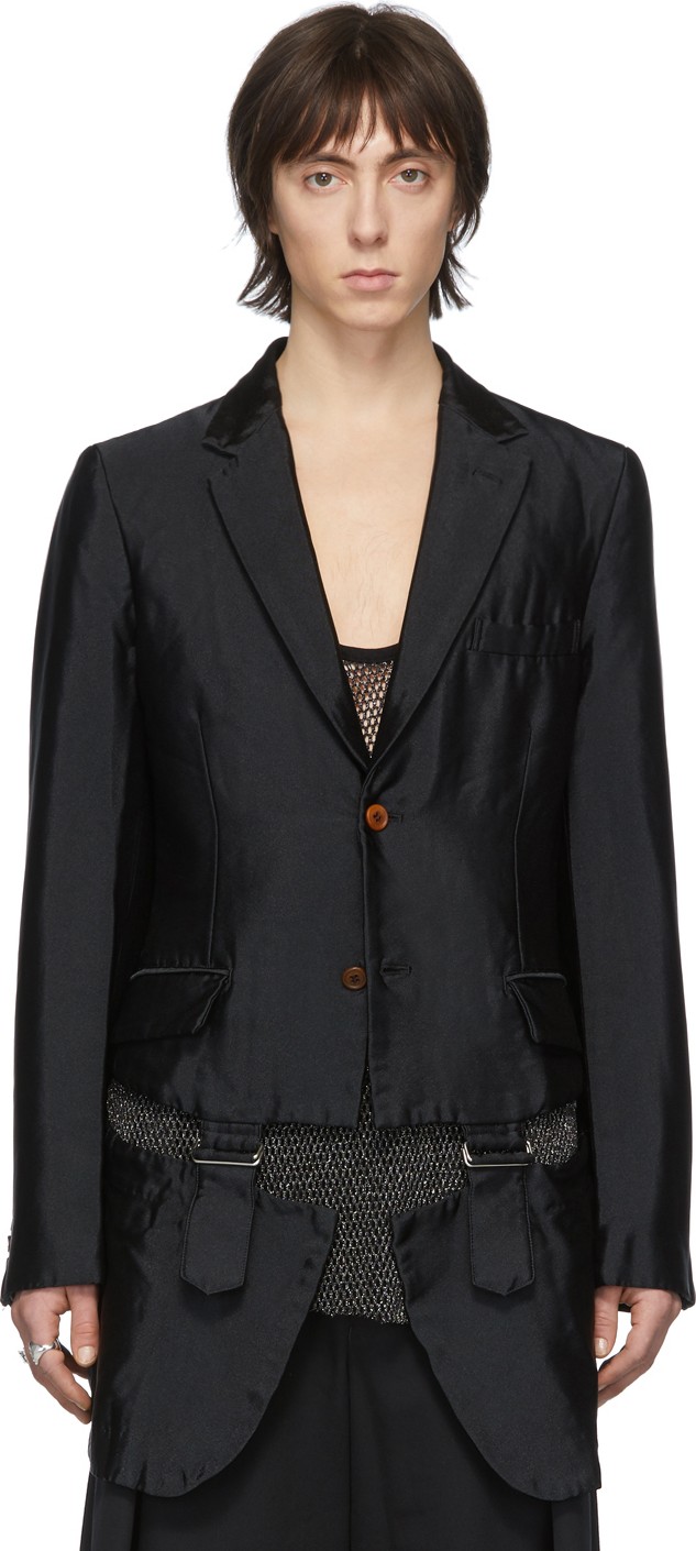 Comme Des Garçons Homme Plus Black Garment-Treated Buckle Blazer