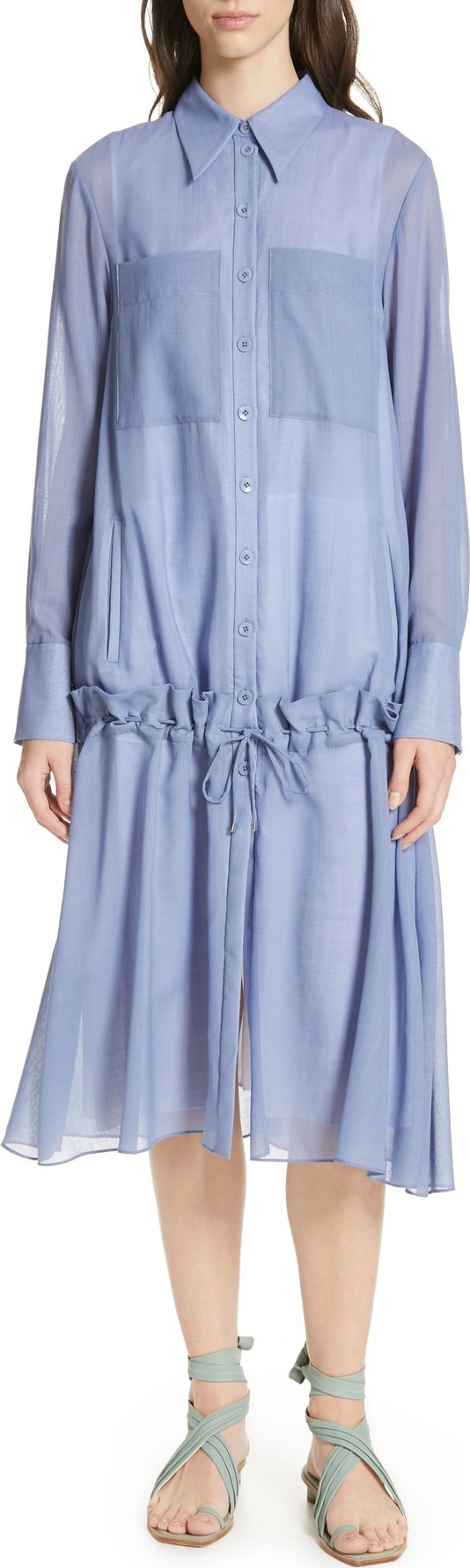 Tibi Gauze Overlay Midi Dress