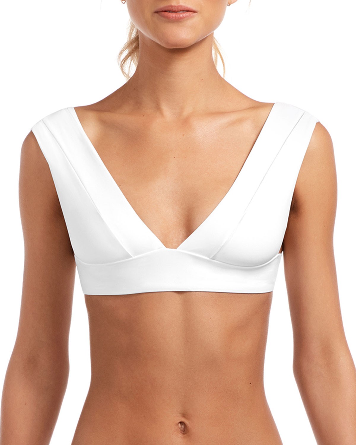 Vitamin A Magnolia V-Neck Bikini Top  White Ecolux