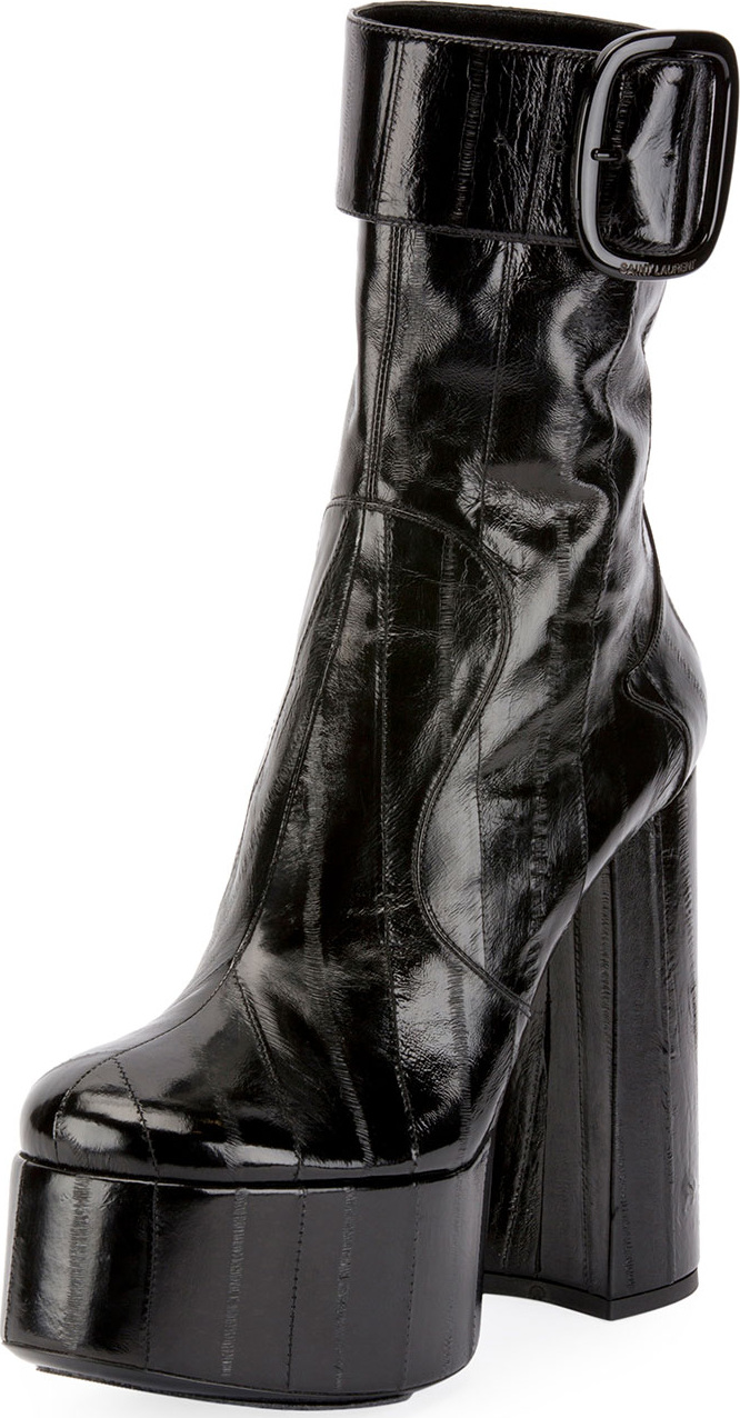 Saint Laurent 140mm Eel Platform Buckle Booties