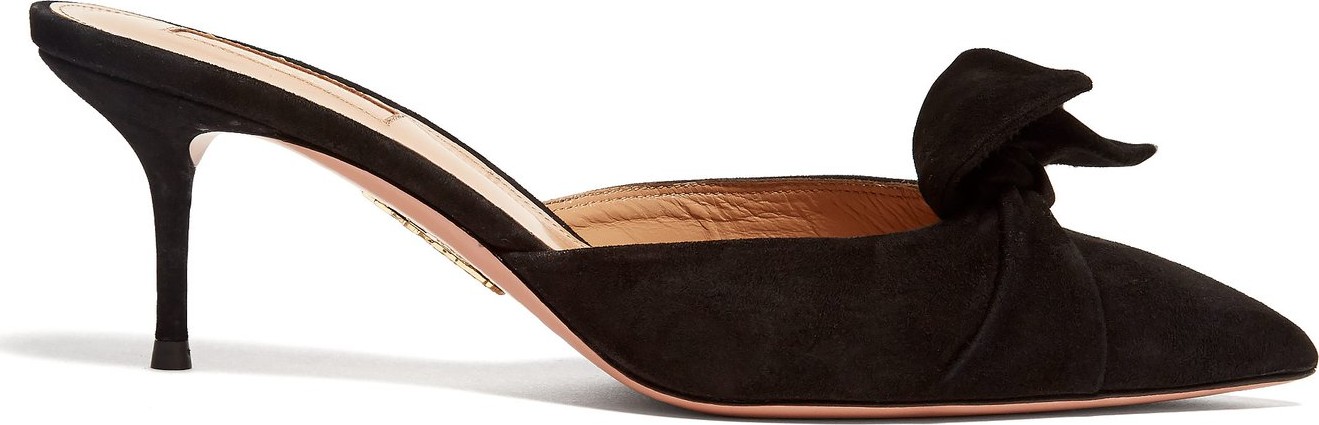 Aquazzura Deneuve bow suede mules