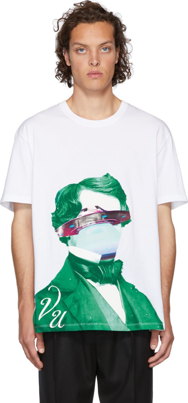 Valentino White Undercover Edition V Face UFO Print T-Shirt Valentino White Undercover Edition V Face UFO Print T-Shirt