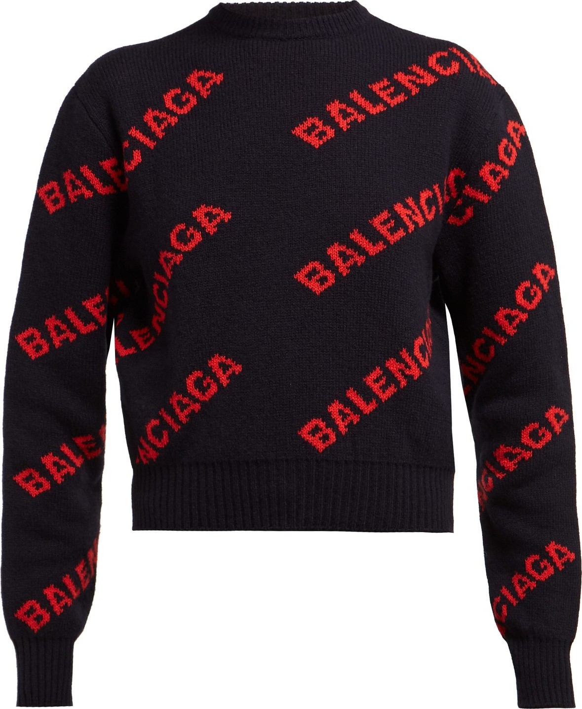 Balenciaga Logo-intarsia wool-blend sweater