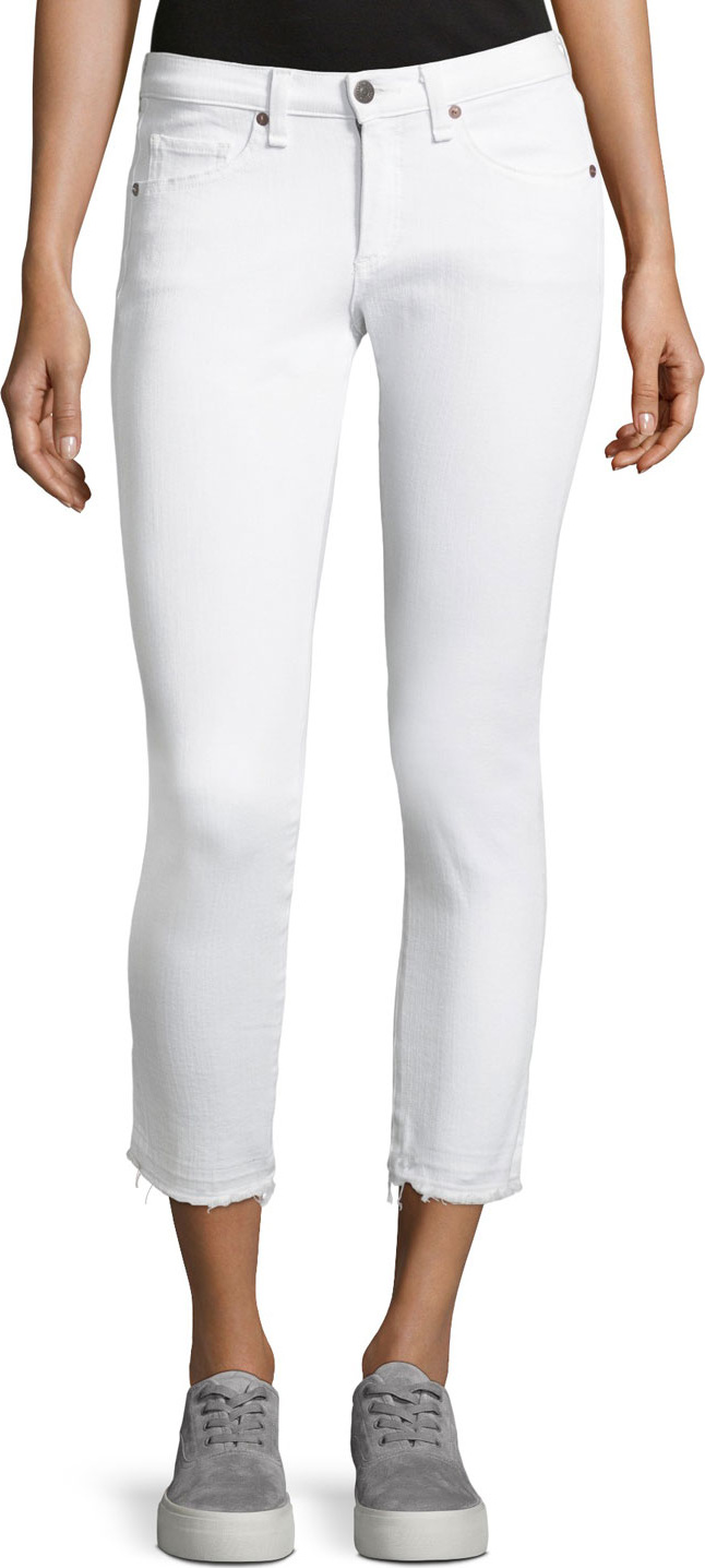 Veronica Beard Brooke Fray-Hem Low-Rise Skinny Jeans