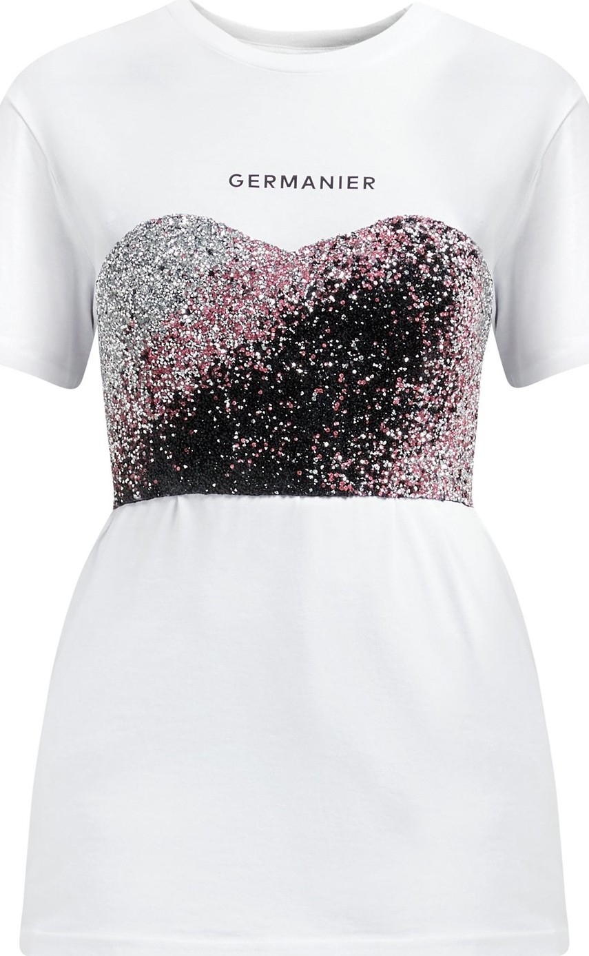Germanier Crystal-embroidered bustier cotton T-shirt
