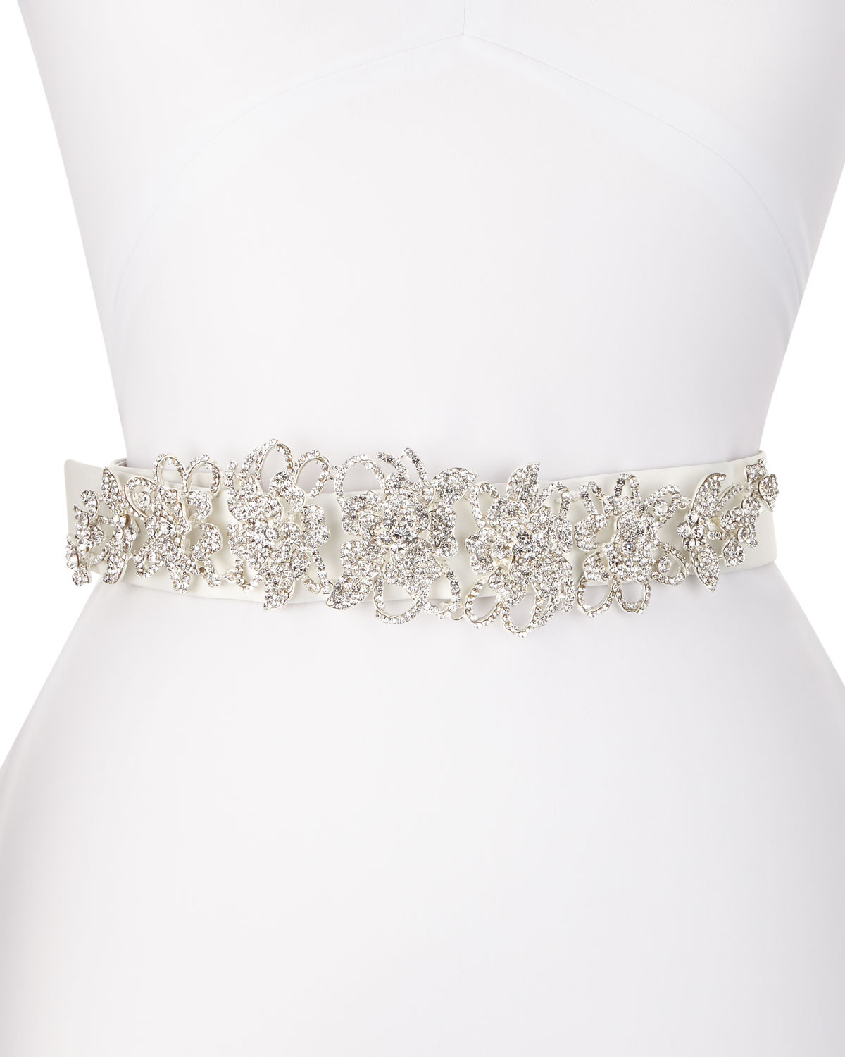 Deborah Drattell Valentine Long-Jewel Belt, White