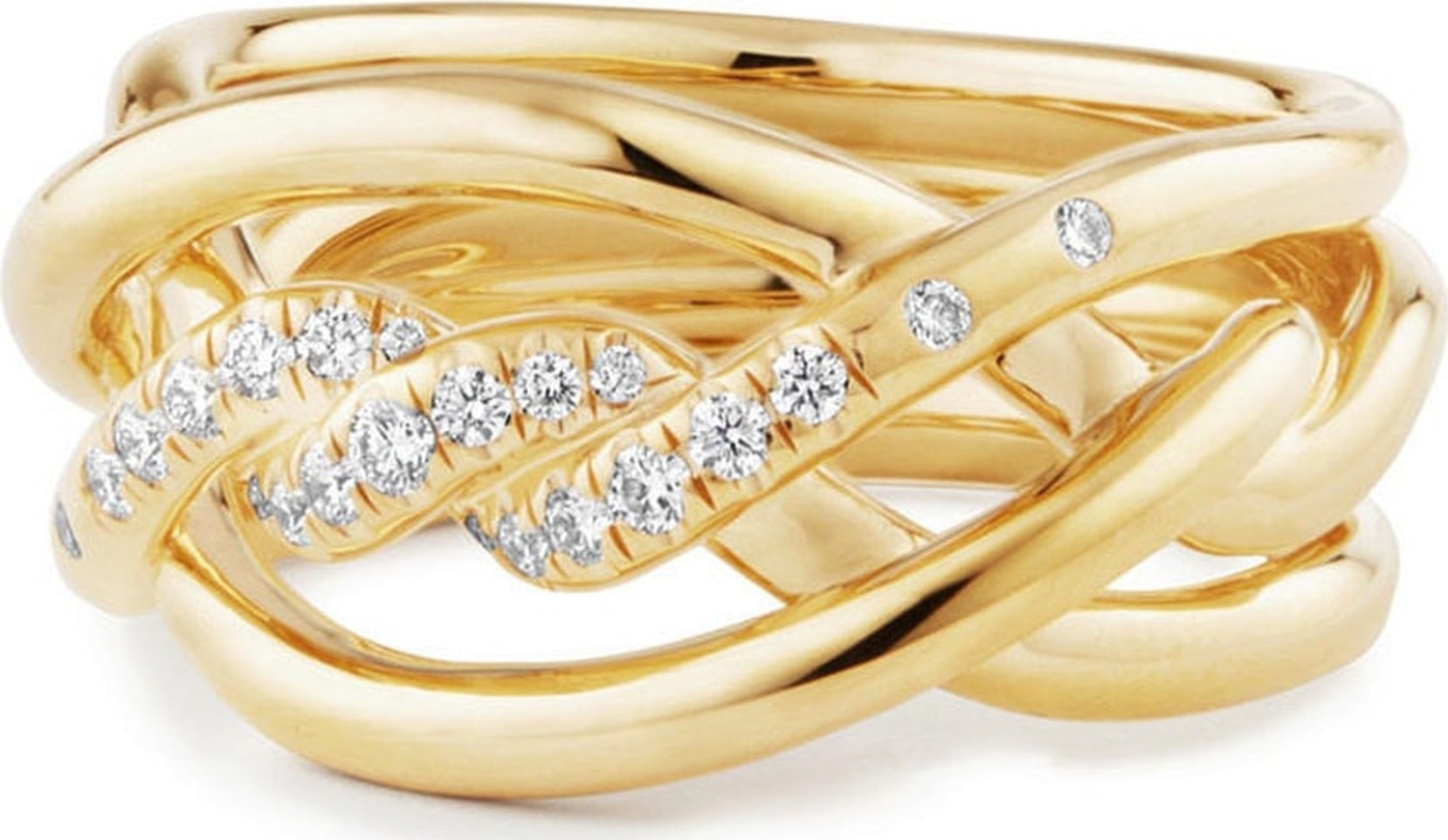 David Yurman Continuance Ring with Diamonds in 18K Gold, 11.5mm