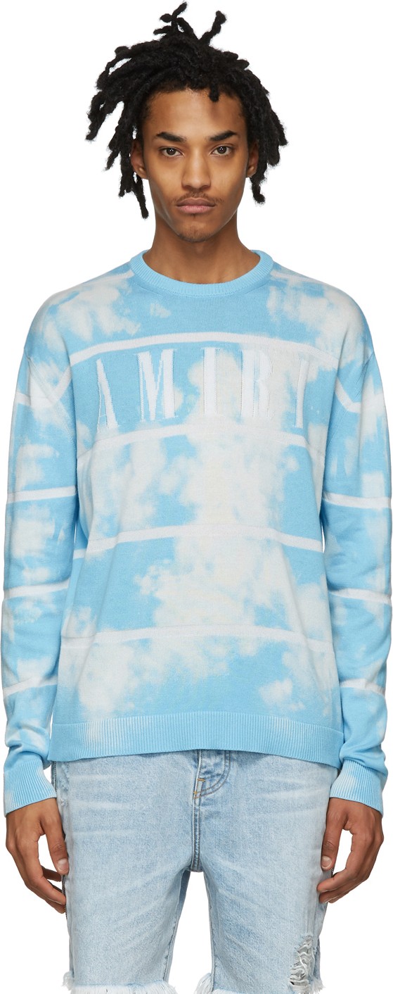 Amiri Blue & White Cashmere Striped Sweater