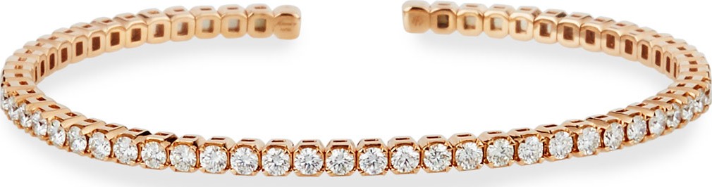 Memoire 18k Rose Gold Flexible Open Diamond Bangle, Size 53