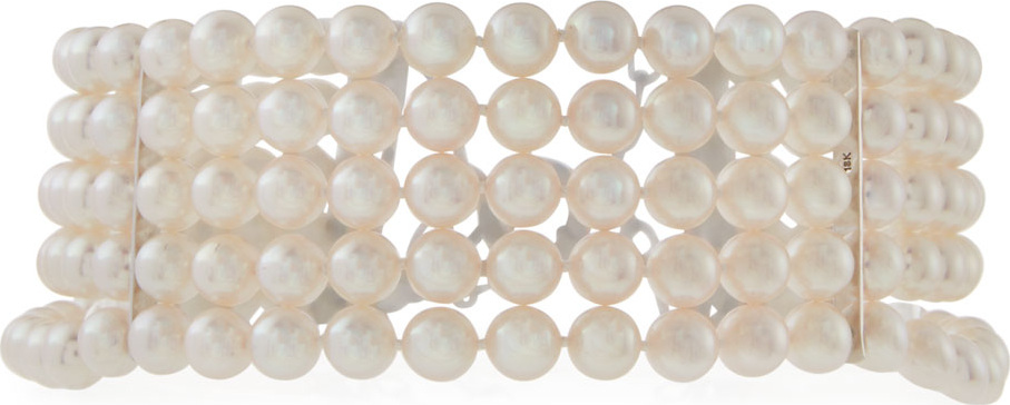 Assael Five-Row Akoya Pearl Choker Necklace