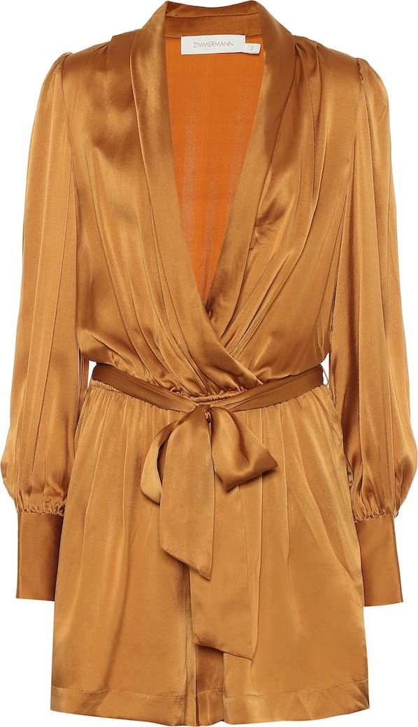 Zimmermann Silk satin wrap playsuit