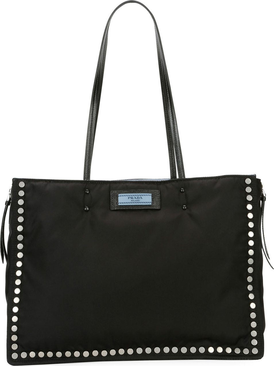 Prada Etiquette Large Studded Tessuto Shopper Tote Bag