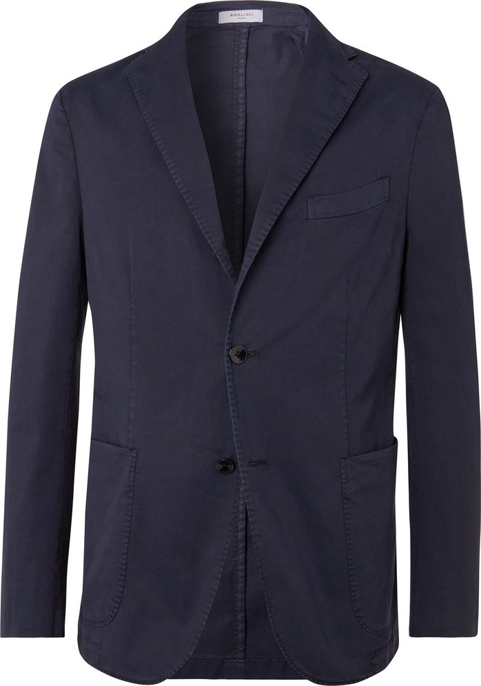 Boglioli Navy K-Jacket Slim-Fit Unstructured Stretch-Cotton Twill Suit Jacket