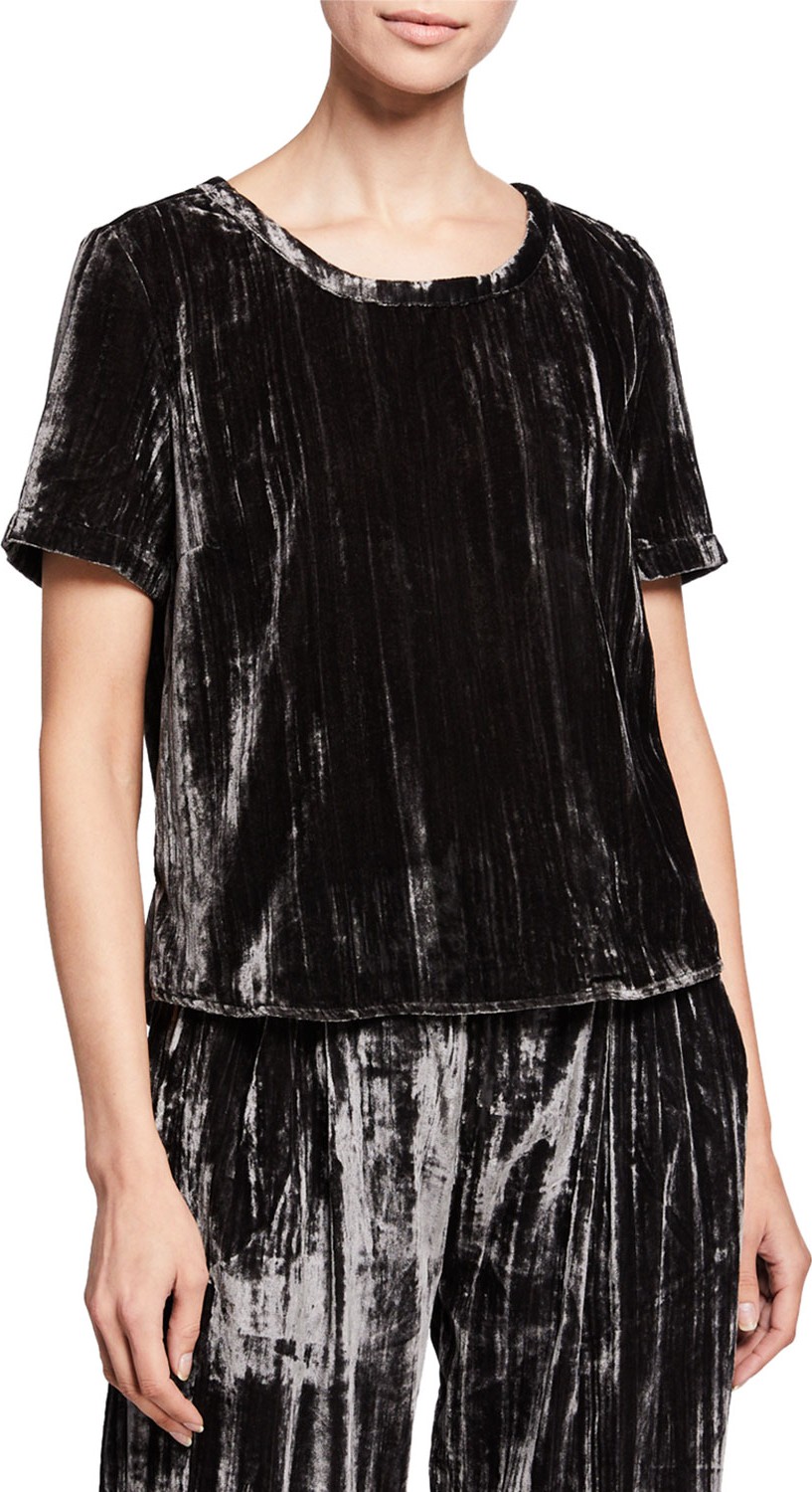 Splendid Velvet Short-Sleeve Crewneck Tee