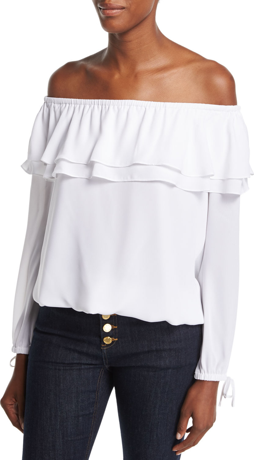 MICHAEL MICHAEL KORS SS RUFFLE PEASANT BLOUSE