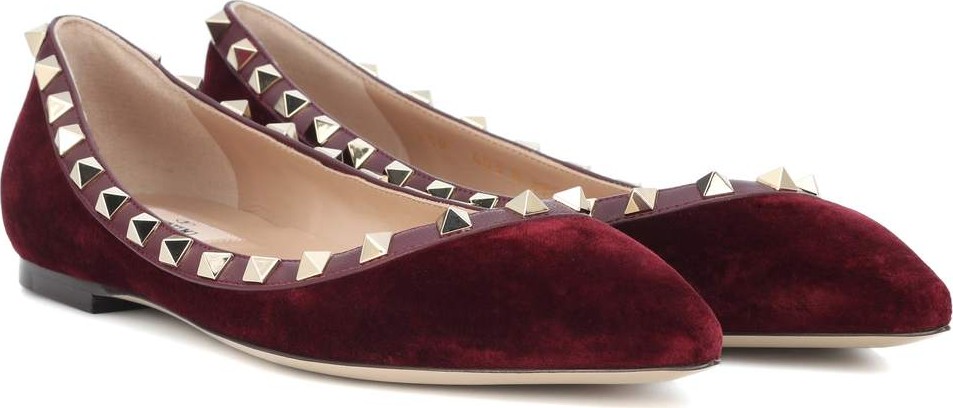 Valentino Valentino Garavani Rockstud velvet ballet flats