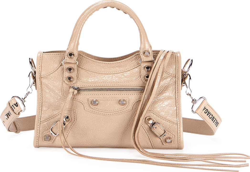 Balenciaga Classic City Small Leather Tote Bag with Logo Strap