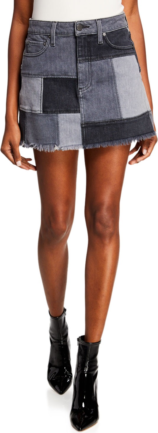 Alice + Olivia Amazing Patchwork Denim Mini Skirt