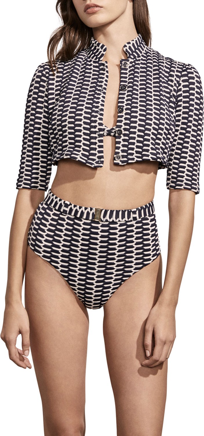 Amaiò Swim Gigi Cropped Jacquard Coverup Cardigan