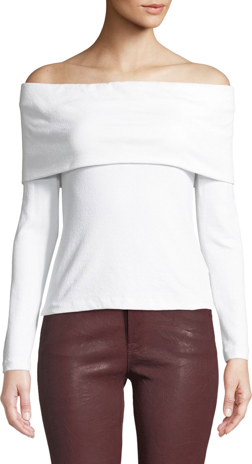 Club Monaco Tabbie Off-Shoulder Long-Sleeve Top