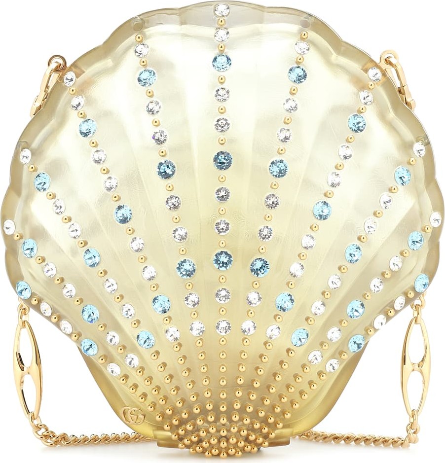 Gucci Crystal-embellished shell clutch
