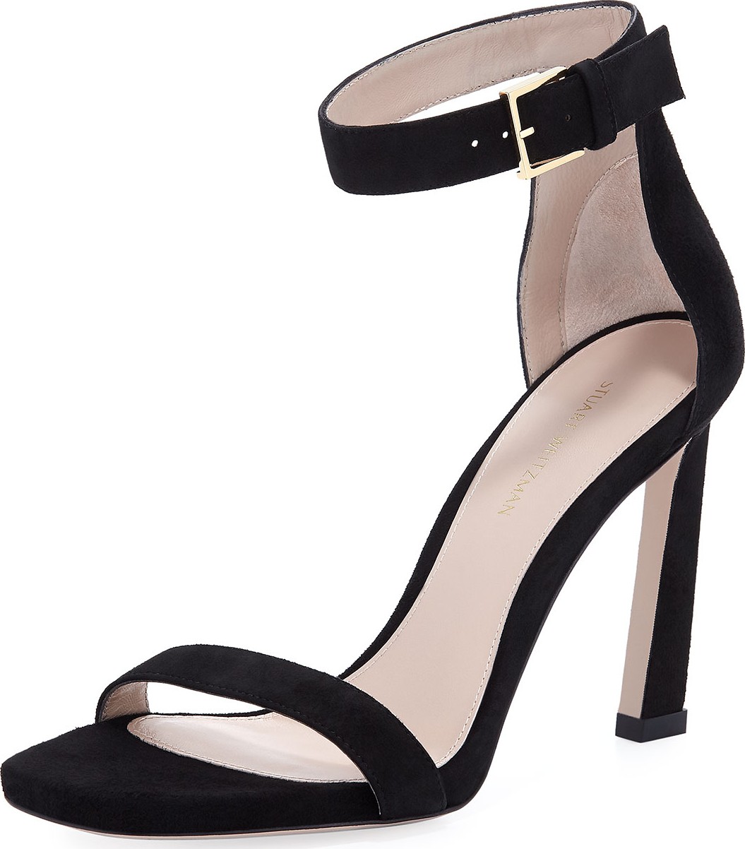 Stuart Weitzman 100SQUARENUDIST Suede Sandals