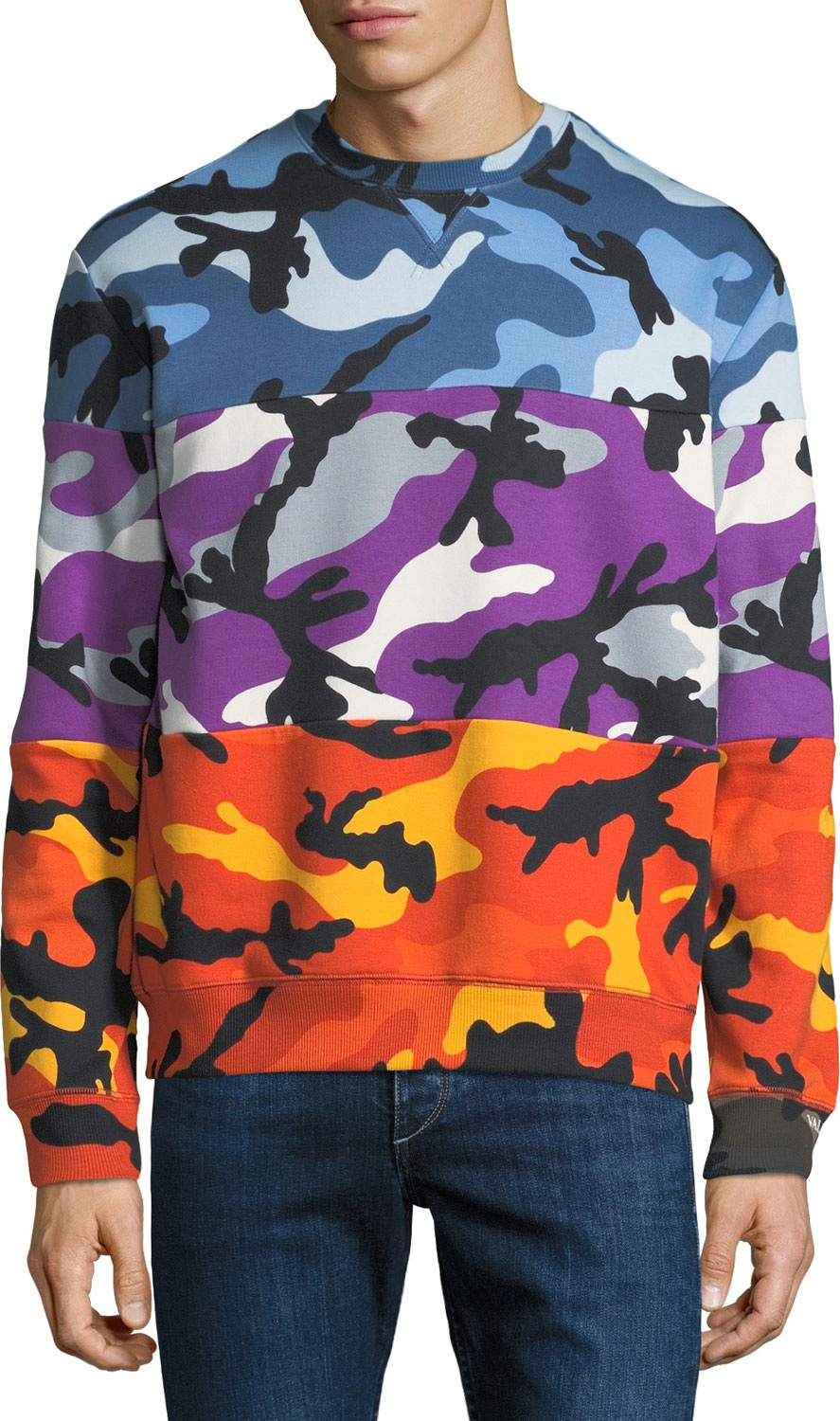 Valentino Men's Multicolor Pieced Camouflage Sweatshirt