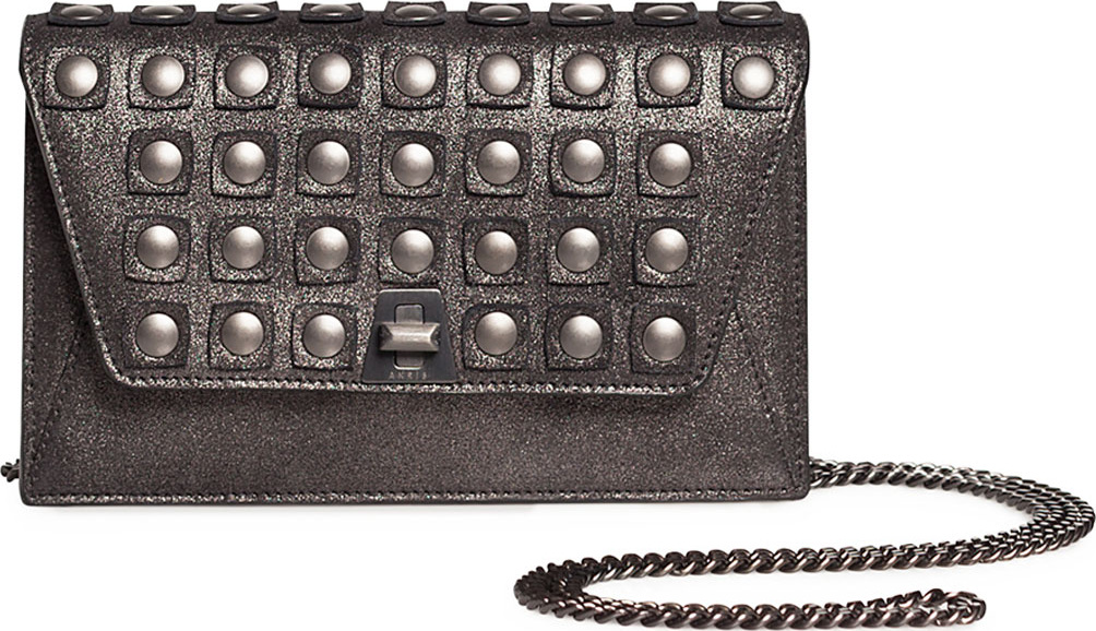 Akris Anouk Grid-Stud Envelope Clutch Bag with Shoulder Chain