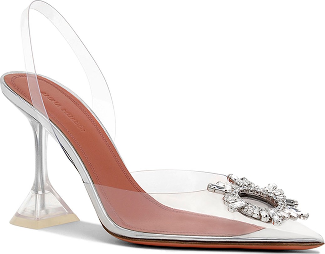 Amina Muaddi Begum Glass Transparent Sandals