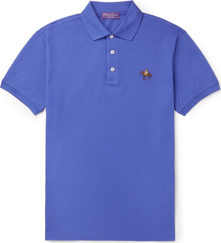 Ralph Lauren Purple Label Slim-Fit Embroidered Mercerised Cotton-Piqué Polo Shirt