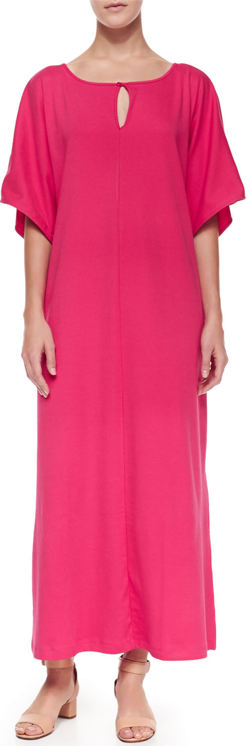 Joan Vass Keyhole-Front Long Dolman Dress