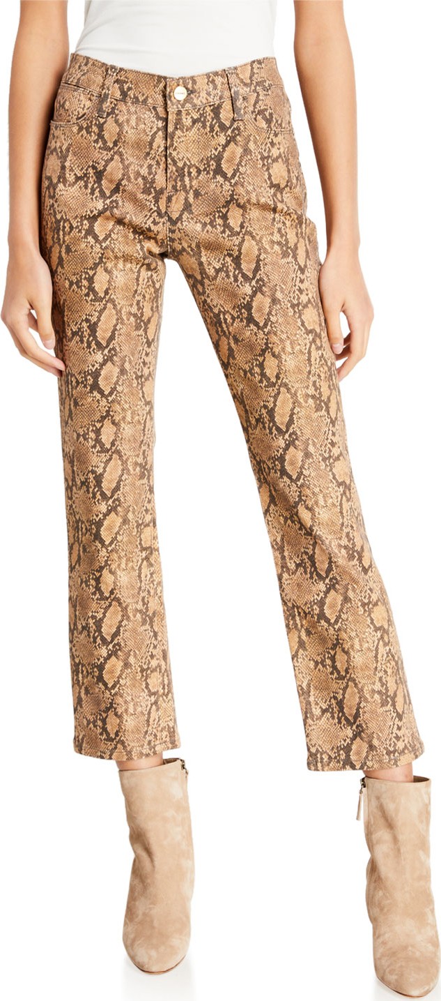 FRAME DENIM Le High Straight Coated Python Jeans