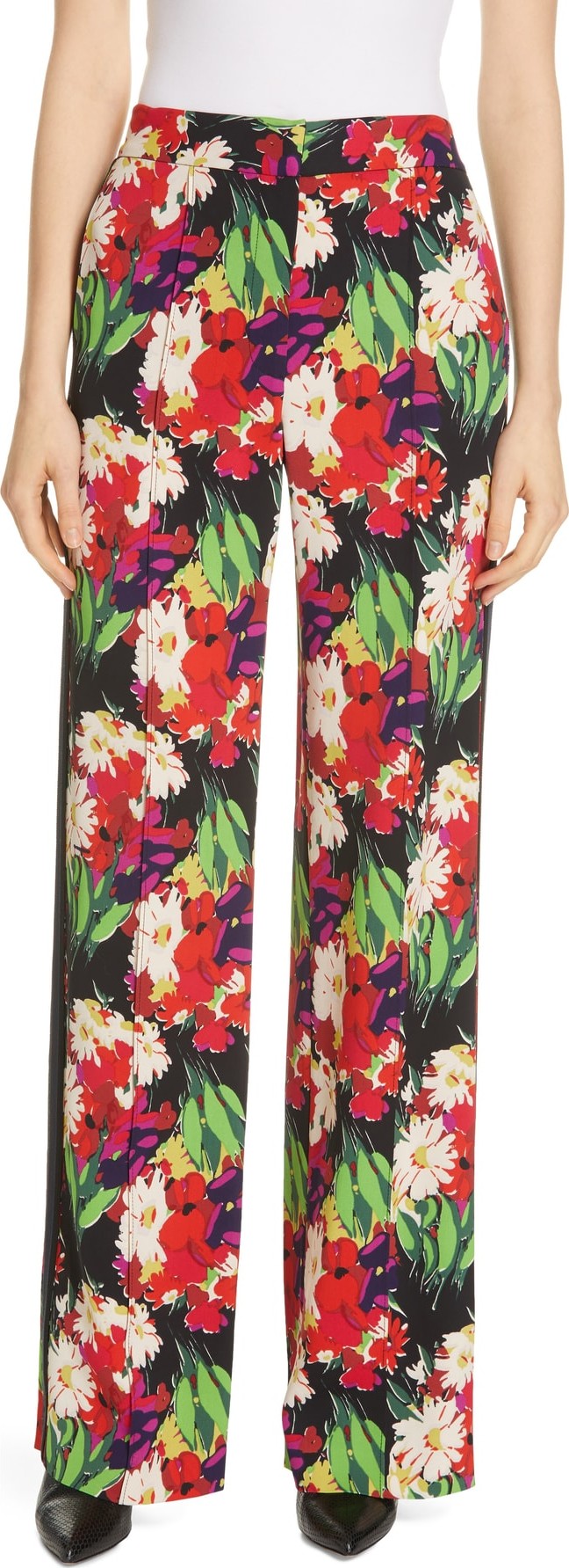 Veronica Beard Grigore Floral Print Wide Leg Pants