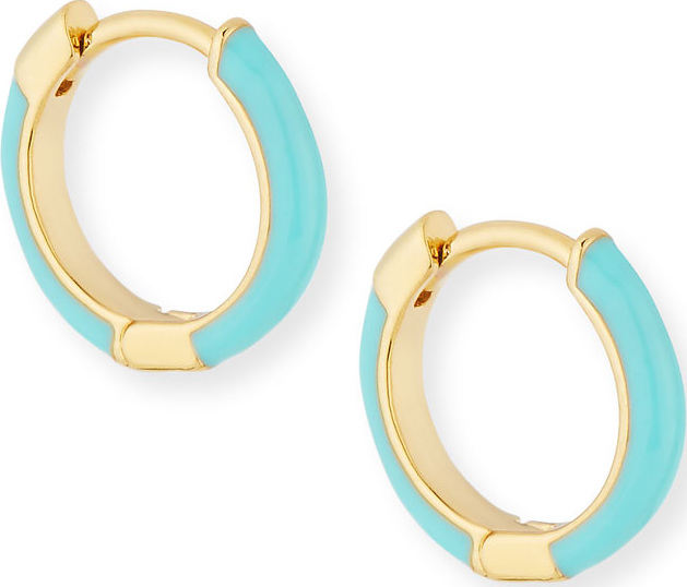 Tai Enamel Huggie Hoop Earrings, Turquoise