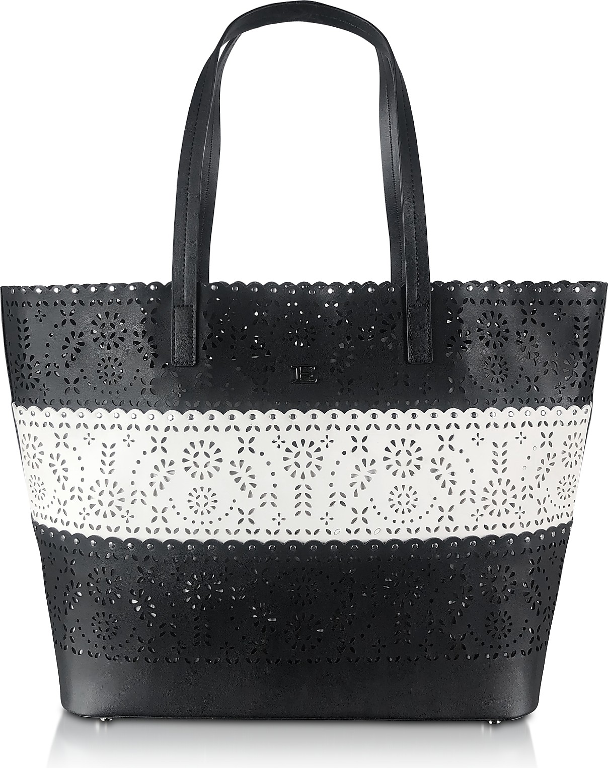 Ermanno Scervino Black & White Estella Horizontal Tote Bag