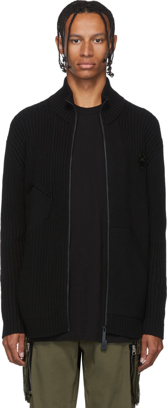 A-Cold-Wall* Black Merino Zip-Up Sweater