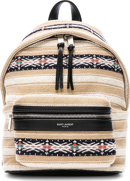 Saint Laurent Toy Canvas & Leather Ikat Strap City Backpack